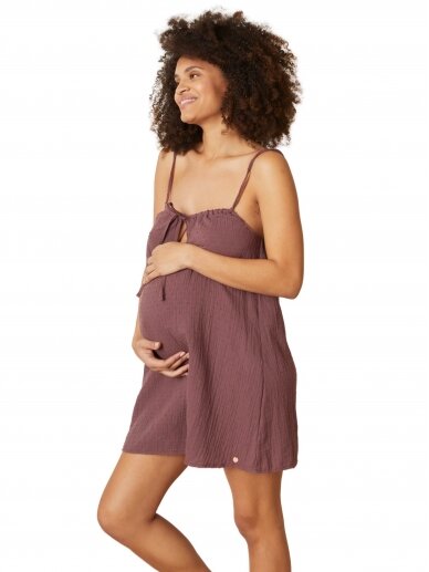 Short nightwear with straps, Cache coeur (dark plum)