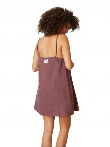 Short nightwear with straps, Cache coeur (dark plum) 2