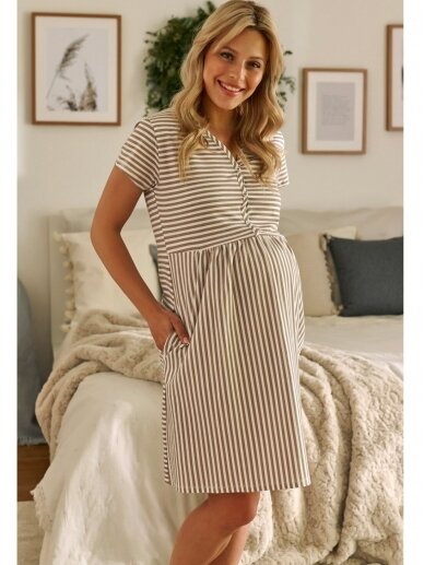 Maternity nursing nightdress by DN (brown, white) 6