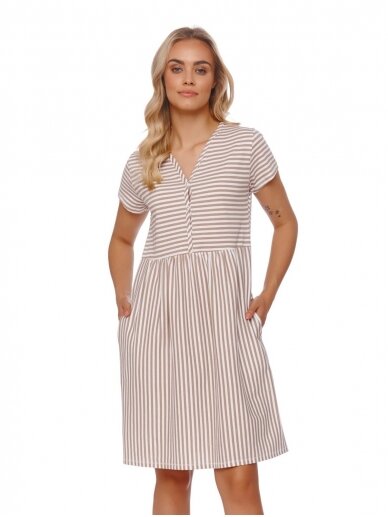 Maternity nursing nightdress by DN (brown, white) 3