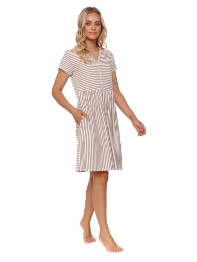 Maternity nursing nightdress by DN (brown, white) 1