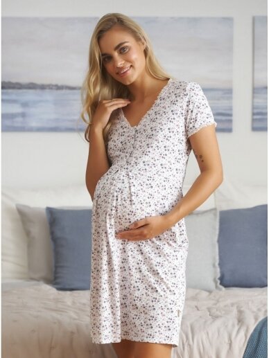 Maternity breastfeeding nightdress by DN (papaya bloom) 1