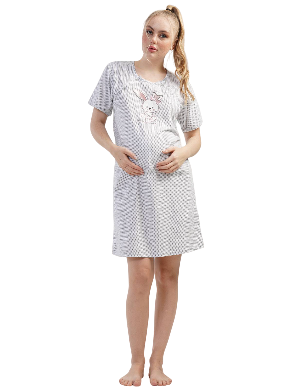 Maternity breastfeeding nightdress by DN (light grey)