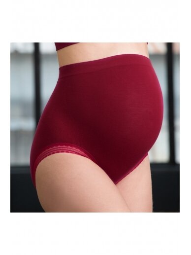 Seamless Maternity Briefs, Padded Waist, Milk, Cache Coeur (Burgundy) 1