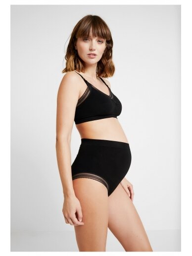 Seamless Maternity Briefs, Padded Waist, Milk, Cache Coeur (Black) 1