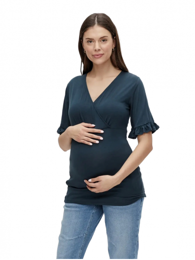 Maternity blouse with nursing function, MLDICTE, Mama;licious Blueberry