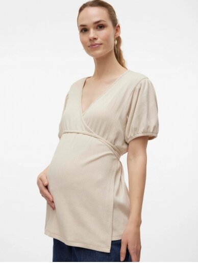 Maternity blouse with breastfeeding function, MLKRISTY, French Oak, Mama;licious (Sand) 1