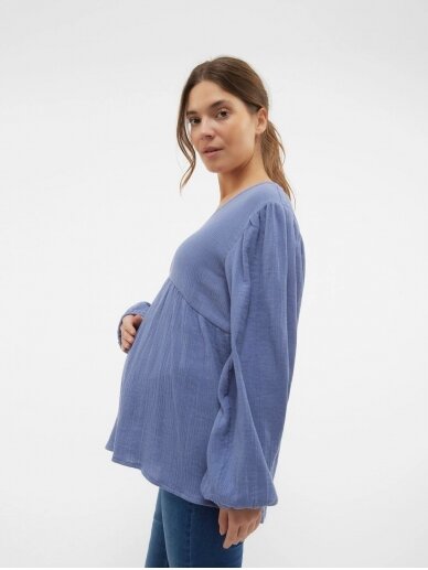 Maternity blouse MLVESTER, Mama;licious (Blue) 4