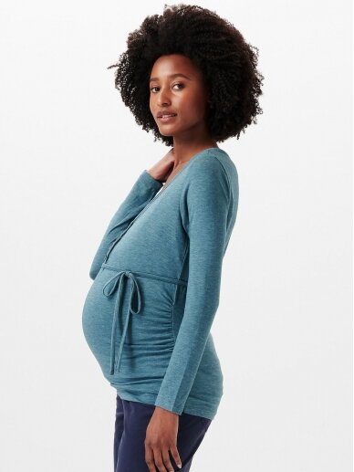 Blouse with long sleeves for pregnant and nursing women, Esprit, (Teal blue) 1