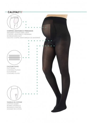 Maternity Tights 100 DEN, Calzitaly, Black 3