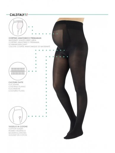 Maternity Tights 40 DEN, Pack 2, Calzitaly, Black 3