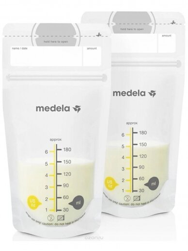 Pieno laikymo maišeliai, 25 vnt. 180 ml. Medela 1