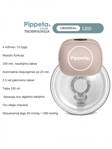 Pippeta ORIGINAL LED | Handsfree Breast Pump, 1-pack (Sea Salt) 2