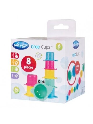 PLAYGRO vonios žaislas Croc Cups, 8 dalys, 018026907 4