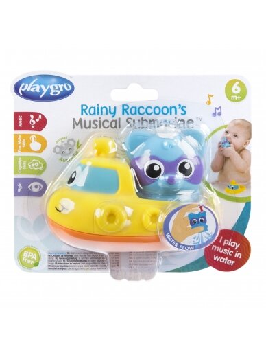 PLAYGRO vonios žaislas Rainy Raccoon's Submarine, 4087629 6