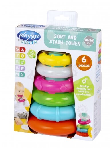 PLAYGRO žaidimas Piramidė – kramtukas Sort And Stack, 4088543 6