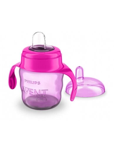 PHILIPS AVENT puodelis su snapeliu CLASSIC, rožinis, 6 mėn+, 200 ml.