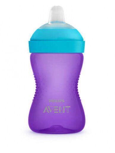 PHILIPS AVENT puodelis su minkštu, atspariu kramtymui snapeliu MY GRIPPY, 9 mėn+, 300 ml.