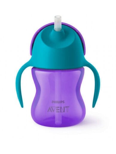 PHILIPS AVENT puodelis su šiaudeliu, 9 mėn+, 200 ml.