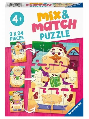 RAVENSBURGER dėlionės Mix and Match Farm, 3x24d., 5198