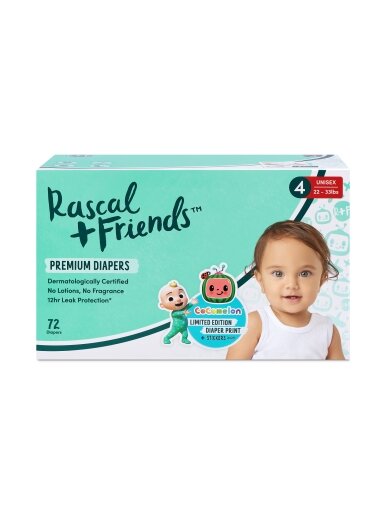 RASCAL + FRIENDS sauskelnės, 4 dydis, 72 vnt, 10-15 kg, 93618 3