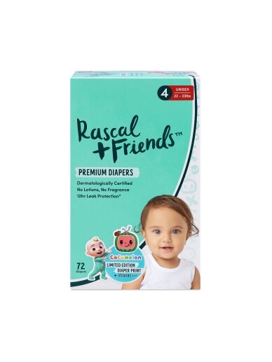 RASCAL + FRIENDS sauskelnės, 4 dydis, 72 vnt, 10-15 kg, 93618 4