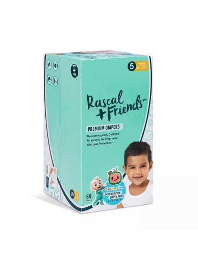 RASCAL + FRIENDS sauskelnės, 5 dydis, 64 vnt, 13-18 kg, 93619