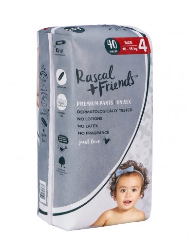 RASCAL + FRIENDS sauskelnės-kelnaitės 4 dydis, 10-15kg, 40 vnt. 1