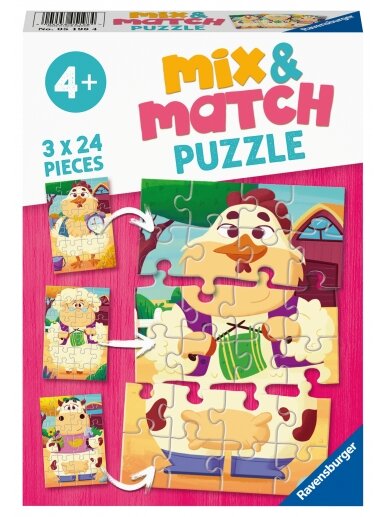 RAVENSBURGER dėlionės Mix and Match Farm, 3x24d., 5198 1