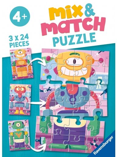 RAVENSBURGER dėlionės Mix and Match Robots, 3x24d., 5598