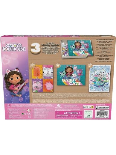 SPINMASTER GAMES dėlionių rininys Gabbys Dollhouse, 3 dėlionės, 6066549 1