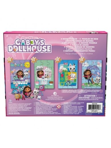 SPINMASTER GAMES dėlionių rininys Gabbys Dollhouse, 4 dėlionės, 6067990 3