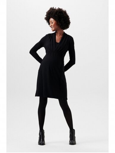 Dress with long sleeves for pregnant and nursing, Black Ink, ESPRIT 3