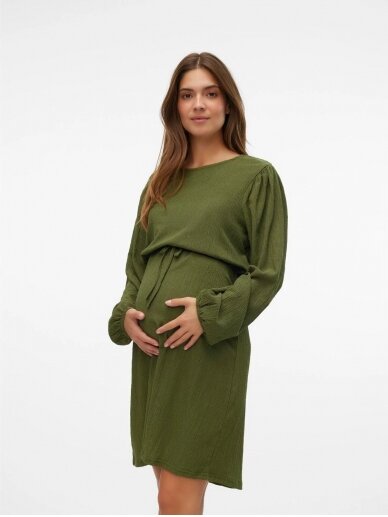 Maternity and nursing dress, MLLUANA, Mama;licious (green)  1