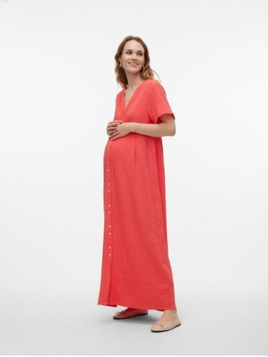 Dress for pregnant and nursing VMMNATALI, Cayenne, Vero Moda (Coral) 6