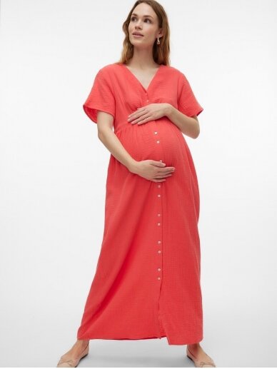 Dress for pregnant and nursing VMMNATALI, Cayenne, Vero Moda (Coral) 1