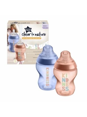 TOMMEE TIPPEE buteliukas CLOSER TO NATURE, 260 ml, 0 m+, 2 vnt., 42255005