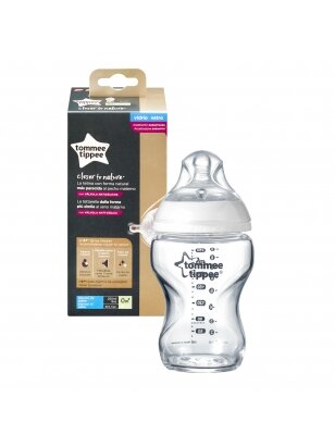 TOMMEE TIPPEE stiklinis buteliukas, 250 ml, 0 mėn+, 42243890