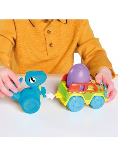 TOMY mašinėlės rinkinys su dinozauru Chase & Roll Raptors, E73251 2