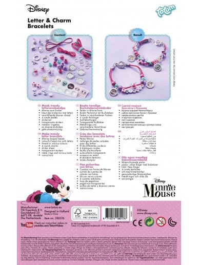 TOTUM DISNEY MINNIE MOUSE kūrybinis rinkinys Letter & Charm Bracelets, 580176 1