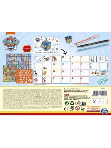 TOTUM PAW PATROL kūrybinis rinkinys First Doodle & ABC, 722071 1