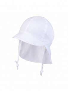 Vaikiška kepurė su kaklo apsauga iš natūralaus lino, TuTu (balta)