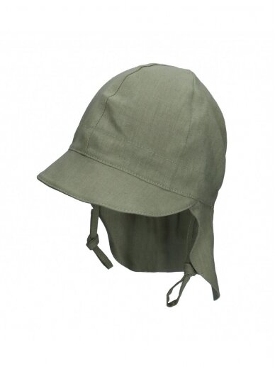 TuTu hat with neck protection made of natural linen (green)