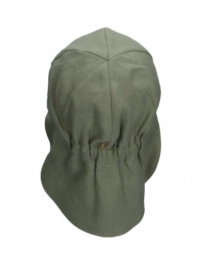 Vaikiška kepurė su kaklo apsauga iš natūralaus lino, TuTu (green) 2