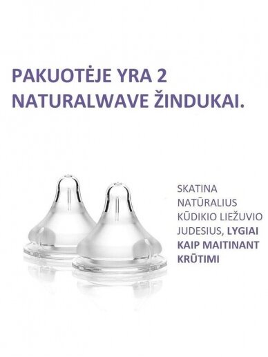 Lėto pratekėjimo žindukas, Slow flow, 2vnt. NaturalWave®, Lansinoh 1