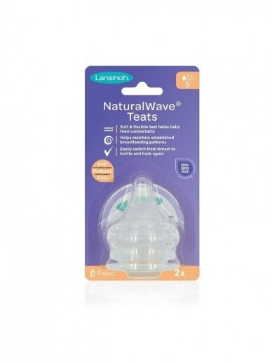 Lėto pratekėjimo žindukas, Slow flow, 2vnt. NaturalWave®, Lansinoh 2