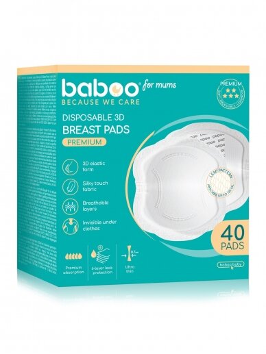 Disposable bra pads, 40 pcs, Baboo