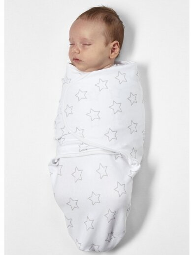 Baby Swaddle, 0-3 months by Meyco Baby (Stars - Grey) 2