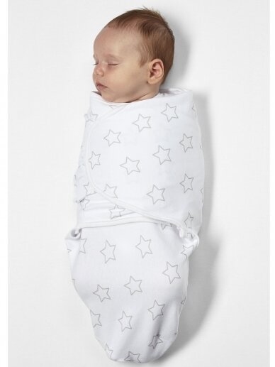 Baby Swaddle, 0-3 months by Meyco Baby (Stars - Grey) 3