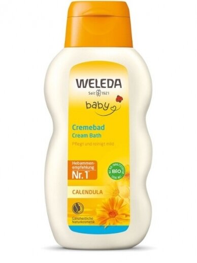 WELEDA CALENDULA BABY kreminis pienelis voniai su medetkų žiedų ekstraktu, 200 ml.